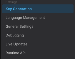 Settings tab overview
